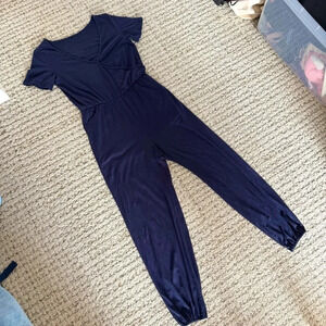 Blue short sleeve jumpsuit